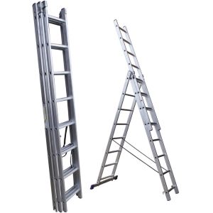 Лестница алюминиевая трехсекционная 5308 (224/363/504см) (серый)