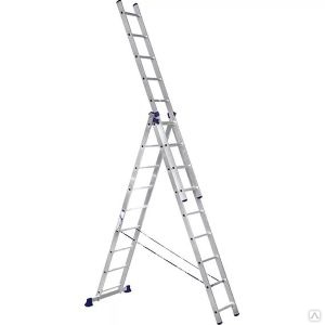 Лестница алюминиевая трехсекционная 5310, 282/476/646 см, серый 