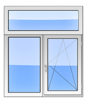 Окно Т-образное 1300х1700 мм (профиль KBE 3 к, фурнитура VORNE)