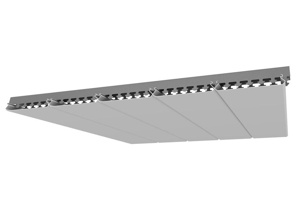 Алюминиевый реечный потолок 210 бежевый штрих рейка S150 3