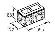 Блок бетонный КСР-ПР-ПС пустотность 40% 390х190х188 мм М200