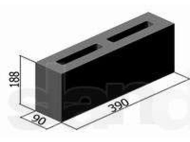 Блок бетонный перегородочный КПР-ПР-ПС 390х90х188 мм М200