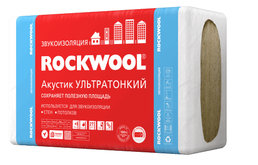 Утеплитель Rockwool, Акустик Баттс Ультратонкий, 27 мм.
