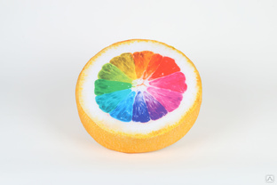 Подушка круглая апельсин разноцветный 33см 