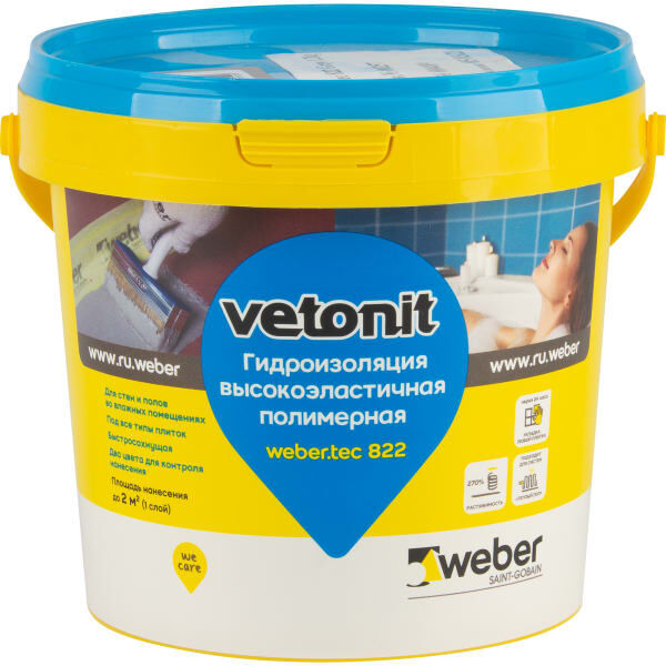 Мастика гидроизоляционная Vetonit Weber.Tec 822 цвет серый 1.2 кг