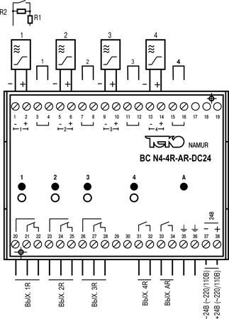 Блок сопряжения NAMUR BC N4-4R-AR-DC24 2