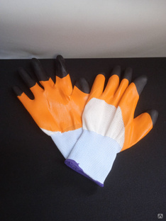 Перчатки Нейлоновые с 2-м нитриловым покрытием Оранж.с черн.пал 