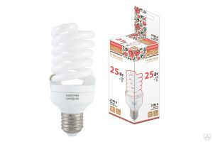 Лампа люминесцентная НЛ-FSТ2-25 Вт-2700 К–Е27 (54х126 мм), Народная TDM ELECTRIC SQ0347-0062 