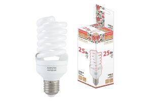 Лампа люминесцентная НЛ-FSТ2-25 Вт-2700 К–Е27 (54х126 мм), Народная TDM ELECTRIC SQ0347-0062