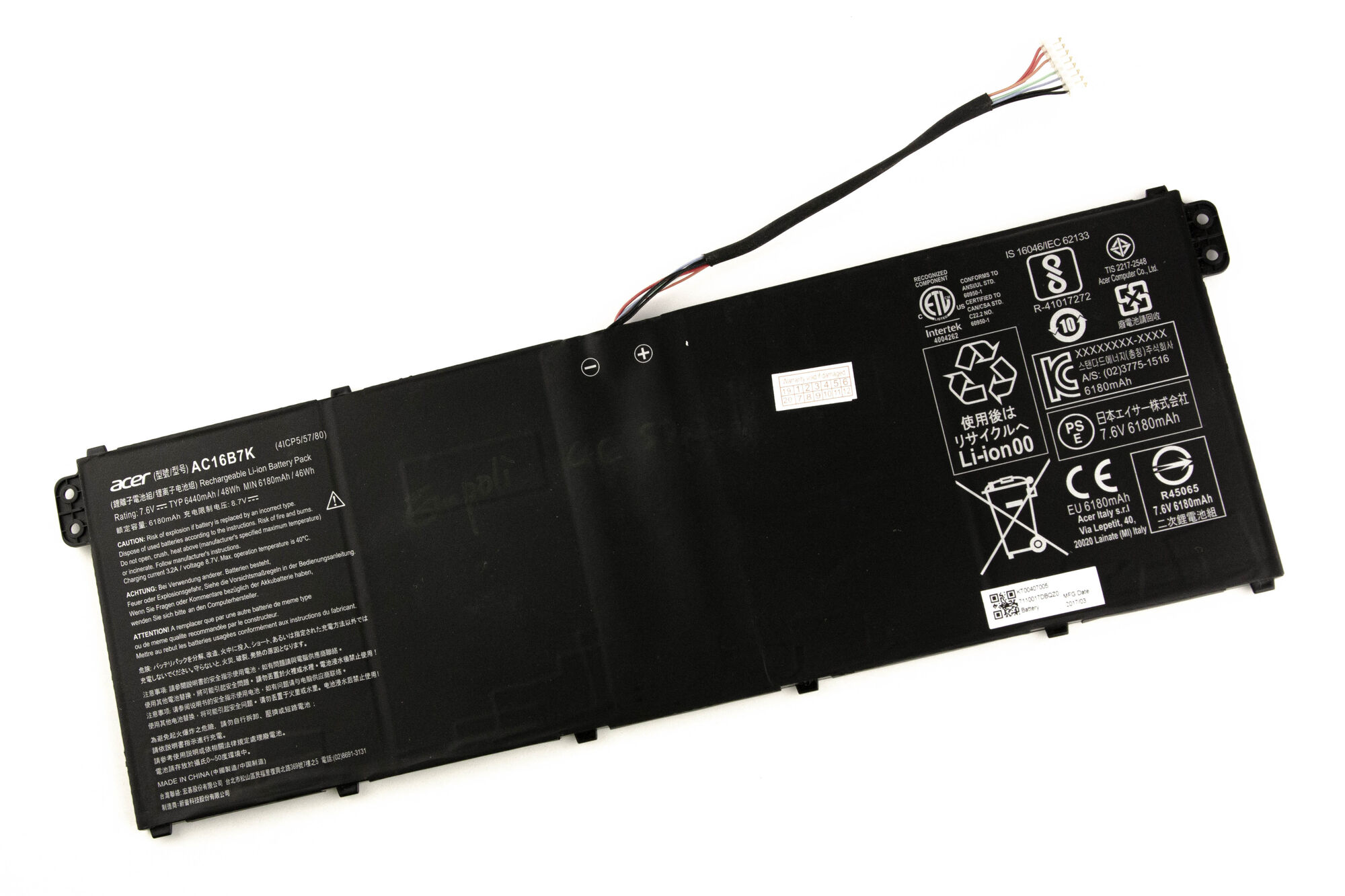 Аккумулятор для Acer CB515-1H CB515-1HT (7.6V 6440mAh) ORG p/n: AC16B7K