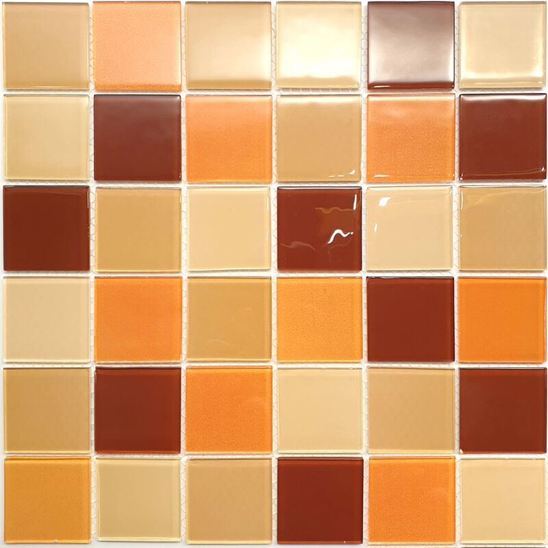 Мозаика стеклянная STP-BG004-48 бежевый, оранжевый, поверхность глянцевая Steppa