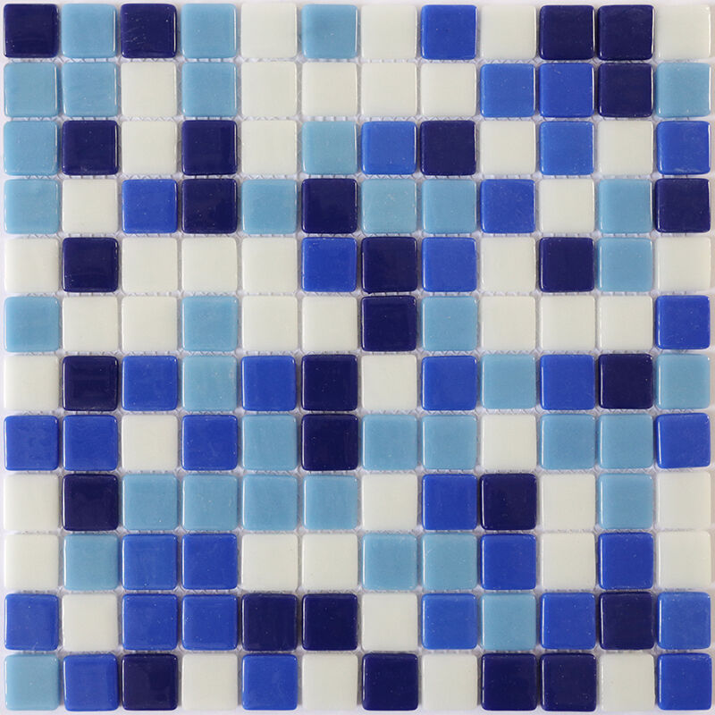 Мозаика стеклянная STP-BL027 синий, белый, поверхность глянцевая полированная NATURAL Steppa