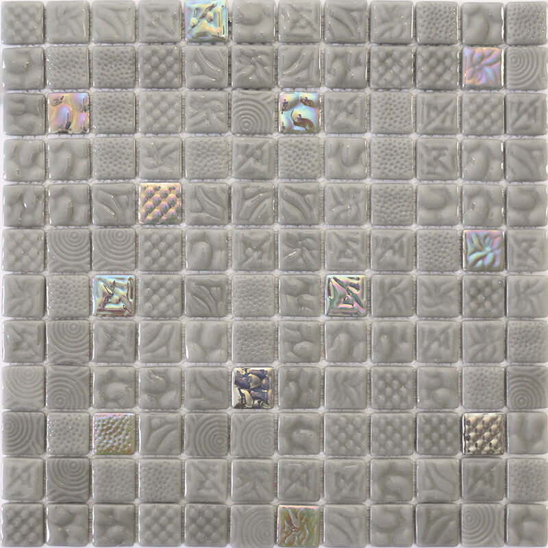 Мозаика стеклянная STP-GR014-L серый, перламутр, поверхность глянцевая полированная NATURAL Steppa