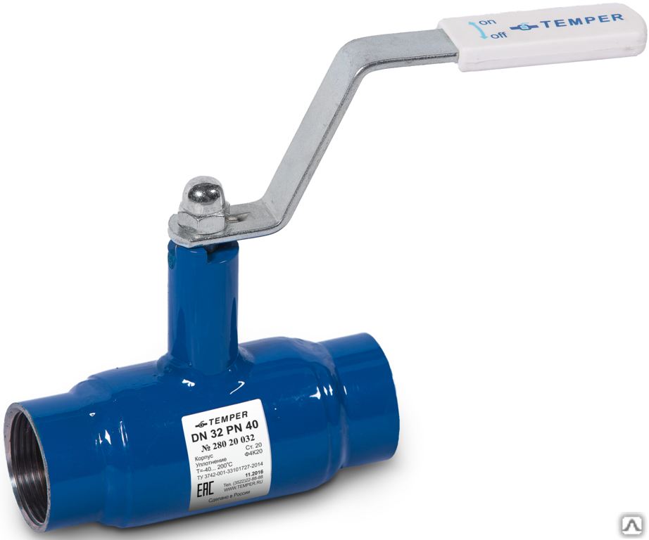 Кран шаровый DN15 PN40 Temper резьба/резьба стандартнопроходной серия ...