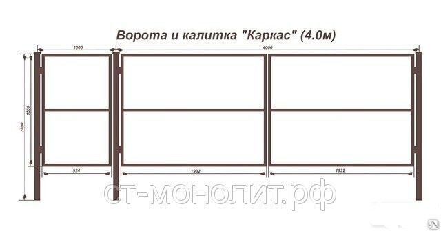 Ворота распашные чертеж с размерами