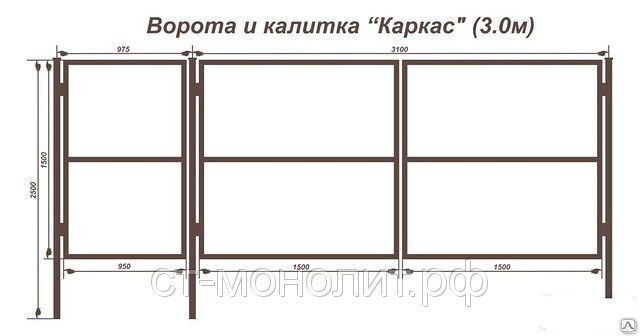 Ворота с калиткой чертеж