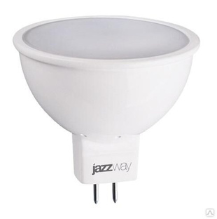 Лампа светодиодная PLED-ECO 5 Вт JCDR MR16 3000К теплый цвет белый GU5.3 400 лм 220-240В JazzWay 1037077A 