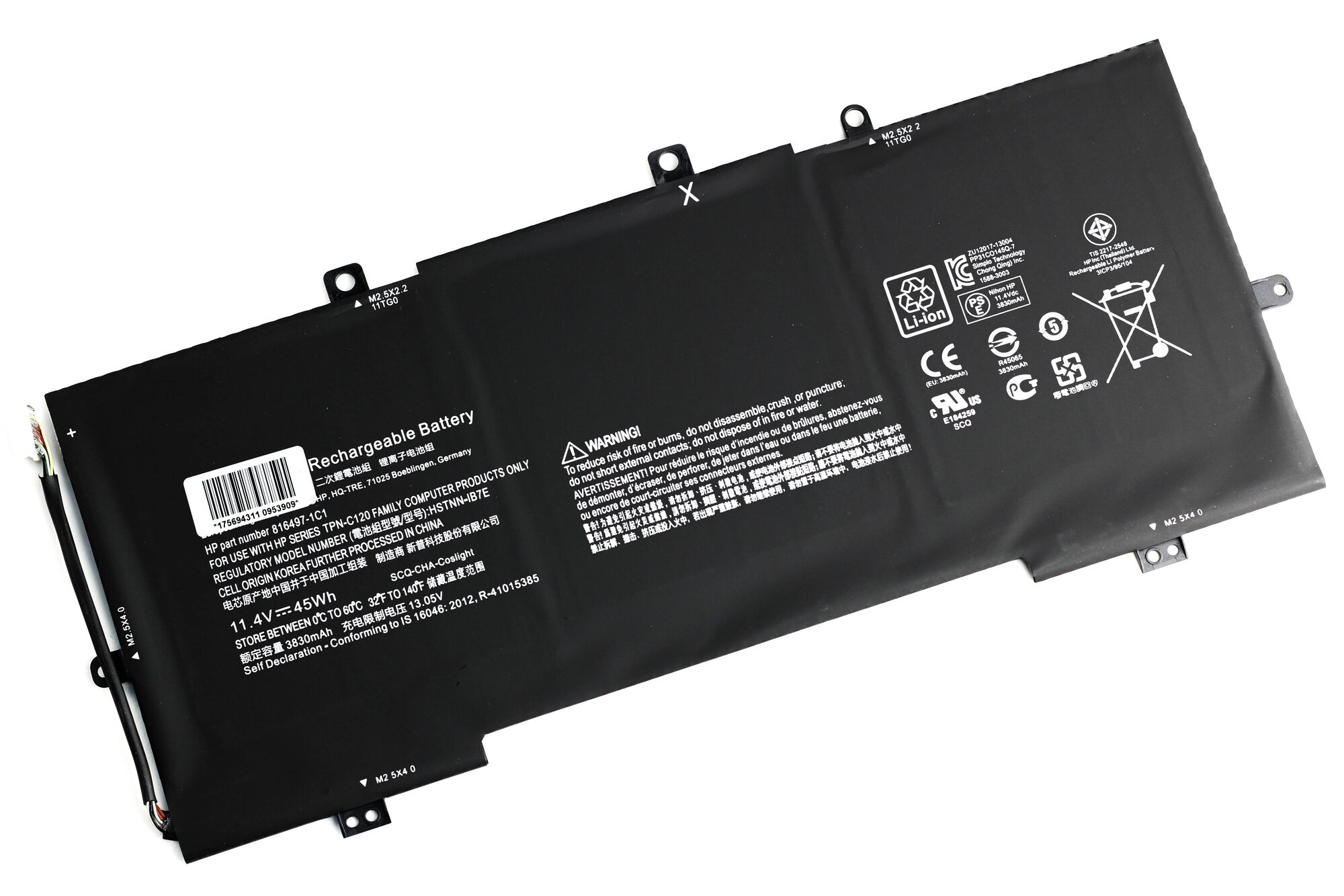 Аккумулятор для HP 13-d (11.4V 45Wh) ORG p/n: VR03XL 816497-1C1 HSTNN-IB7E TPN-C120