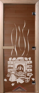Дверь для бани/сауны стеклянная бронза "Банька" 1,9х0,7 м 