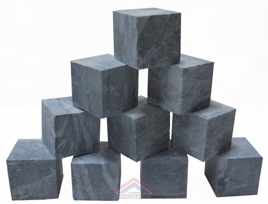 Камни для сауны талькохлорит Кубики 40х40х40 (18 кг)