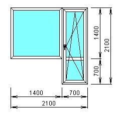 Окно пластиковое (балконный блок) 2100*2100мм Optima Изготовление любых размеров!