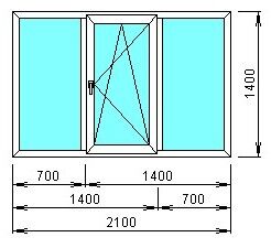 Окна ПВХ и Алюминиевые 2100*1400мм Optima Изготовление любых размеров!
