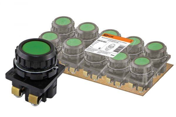 Выключатель кнопочный КЕ 011-У2-исп.1 зеленый 2з 10A 660B IP40 TDM ELECTRIC