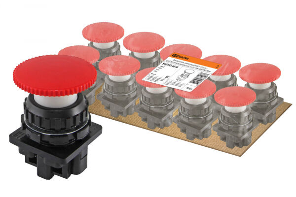 Выключатель кнопочный КЕ 021-У2-исп.2 гриб без фиксации красный 1з+1р 10A 660B IP40 TDM ELECTRIC