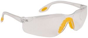 Защитные очки прозрачные мягким носовым фиксатором и силиконовыми вставками в дужках.