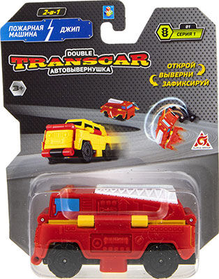 Машинка 1 Toy Transcar Double: Пожарная машина – Джип 8 см блистер