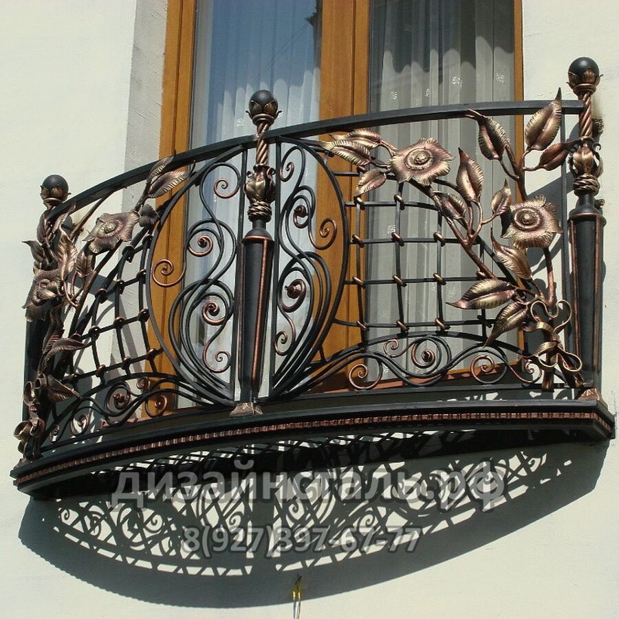 Кованное ограждение для балкона с эдементами художественной ковки Белла