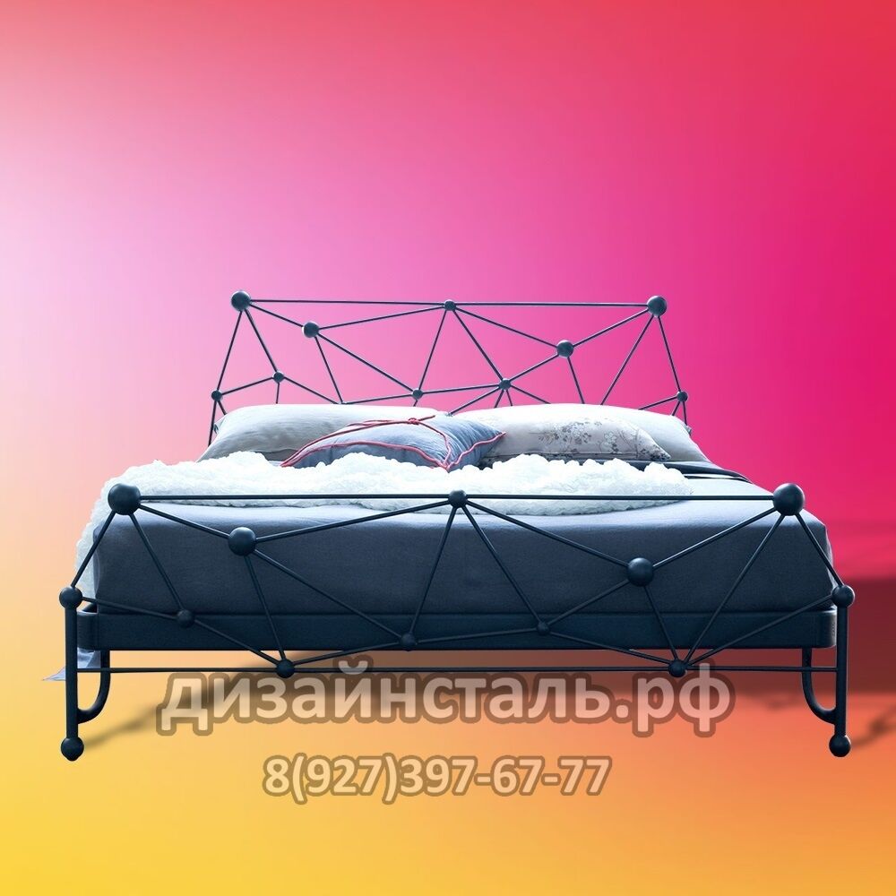 Железная кровать двухспальная в стиле лофт Универсум