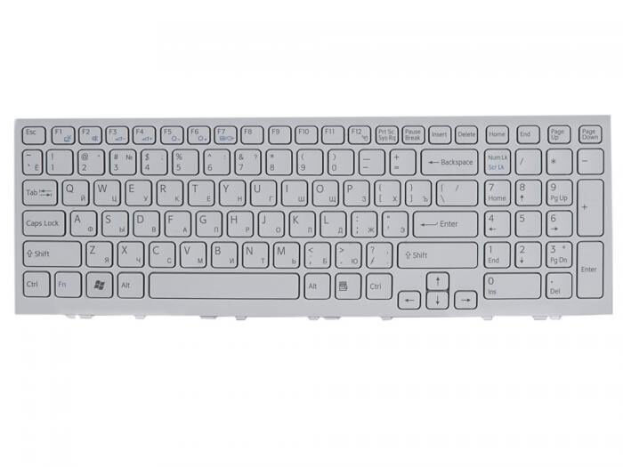 Клавиатура для ноутбука Sony VPC-EH белая p/n: 148970811, 148971311, 9Z.N5CSQ.30R, NSK-SB3SQ 0R