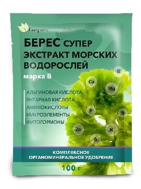 Удобрение Берес Супер экстракт морских водорослей марка В (хлопья со 100% растворимостью) 100 г