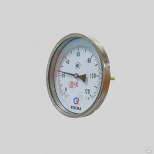 Термометр биметаллический тип БТ-31.211. 0..+160°C, 63 мм, L=64мм, G1/2" (сзади), кл.2,5, Росма БТ-3 #1