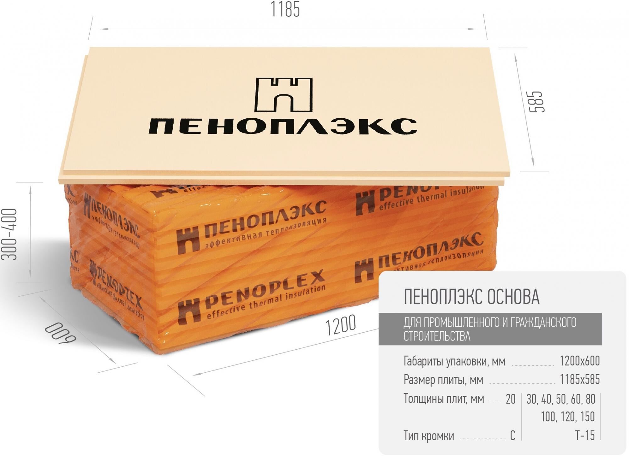 Экструзионный пенополистирол ПЕНОПЛЭКС ОСНОВА ® 100 мм Пеноплэкс
