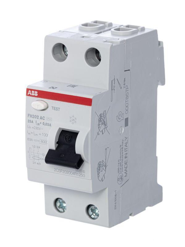 ABB Выключатель дифференциального тока (УЗО) 2п 25А 30мА тип AC FH202 ABB 2CSF202004R1250
