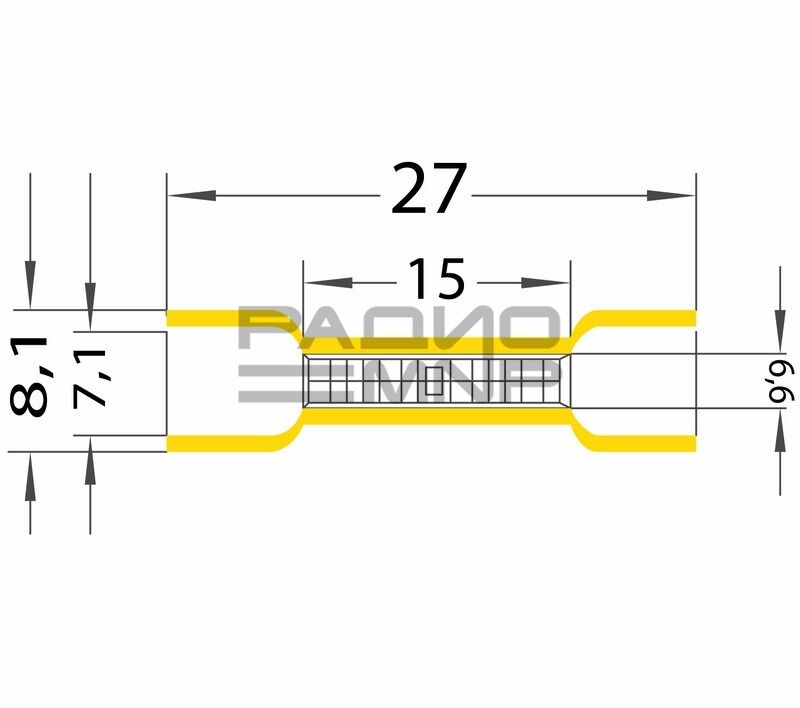 Соединительная гильза изолированная желтая L-26 мм 4-6 кв. мм. (ГСИ 6.0/ГСИ 4,0-6,0) "Rexant" 3
