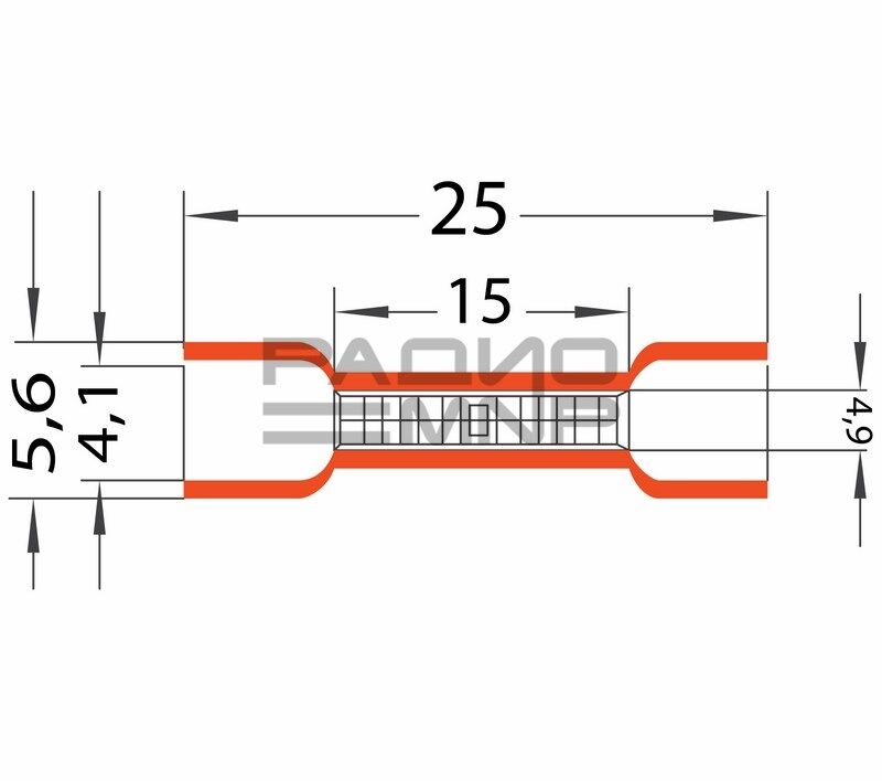 Соединительная гильза изолированная красная (СГИ L-26мм) 0,5-1,5мм2 (VB1.25) "Rexant" 3