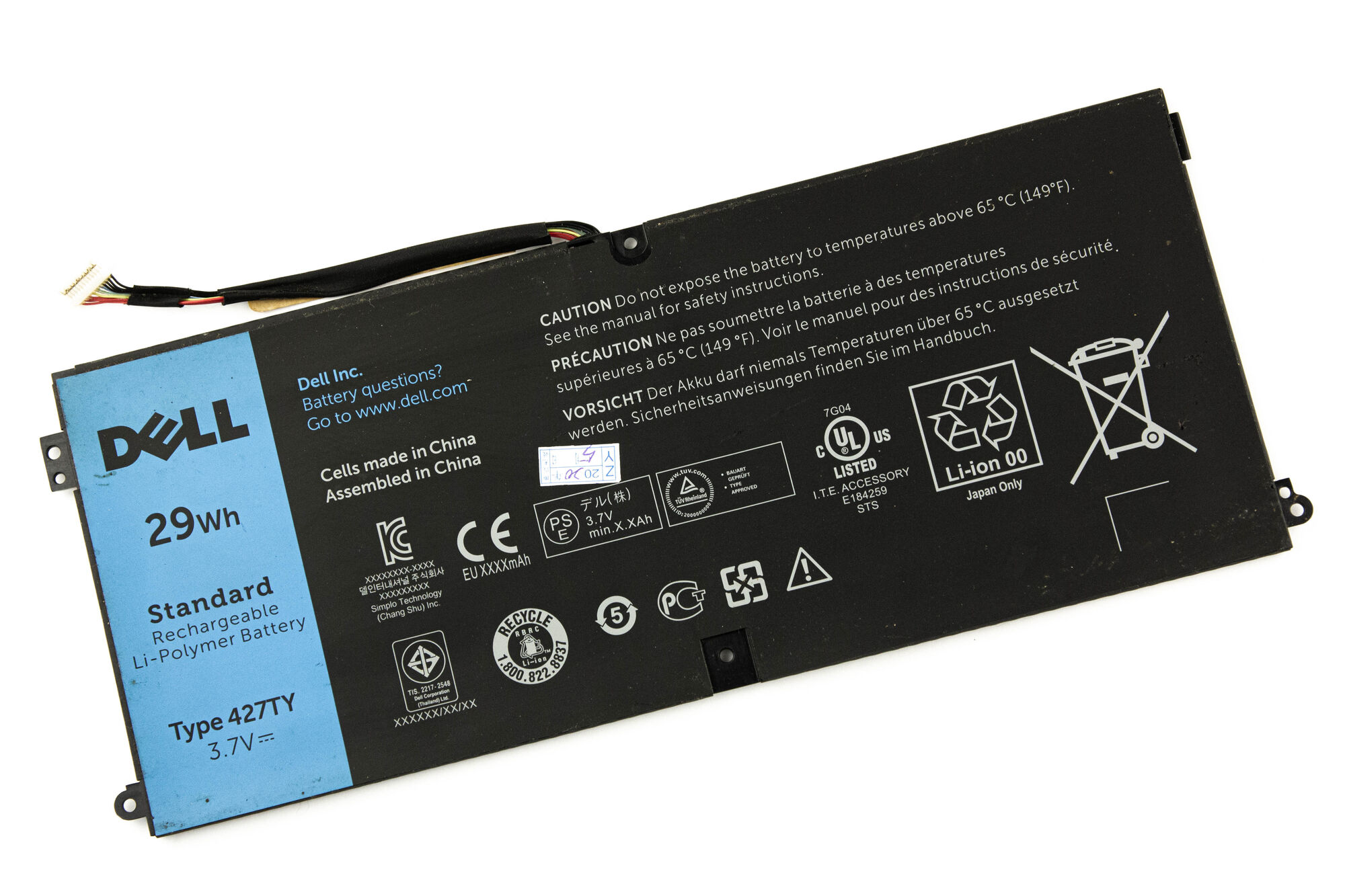 Аккумулятор для Dell Tablet 10 PC (3.7V 29Wh) p/n: 427TY DXR10