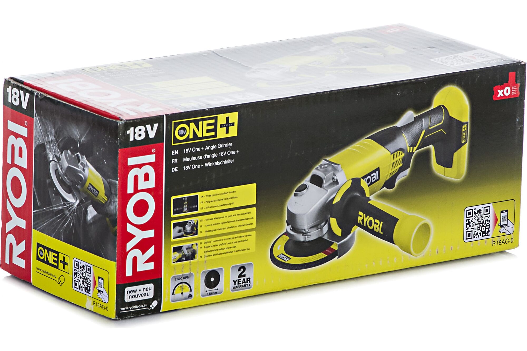 Аккумуляторная угловая шлифмашина Ryobi ONE + R18AG-0 5133001903, цена в  Екатеринбурге от компании ГЛОБАЛСТРОЙРТИ