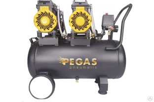 Бесшумный безмасляный компрессор Pegas pneumatic PG-2800х2 проф серия 2.8 кВт, 365 л/мин,50л 6621 