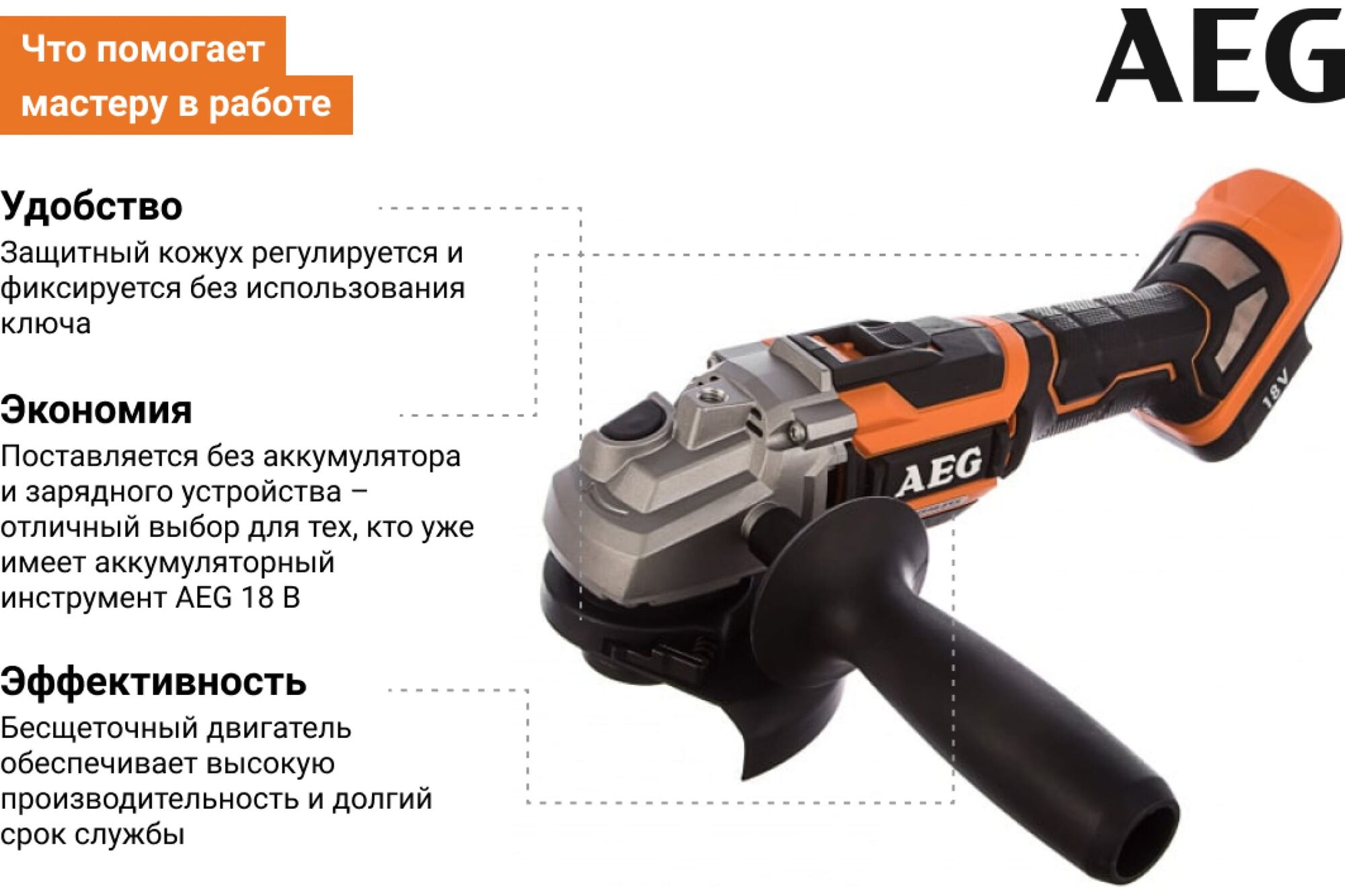 Бесщеточная угловая шлифмашина AEG BEWS18-125BL-0 4935464414, цена в  Екатеринбурге от компании ГЛОБАЛСТРОЙРТИ