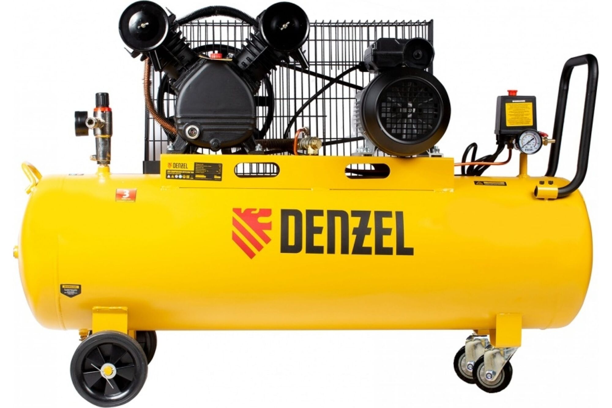 Воздушный компрессор с ременным приводом DENZEL BCV2300/100 2.3 кВт, 100 литров, 440 л/мин 58111 Denzel