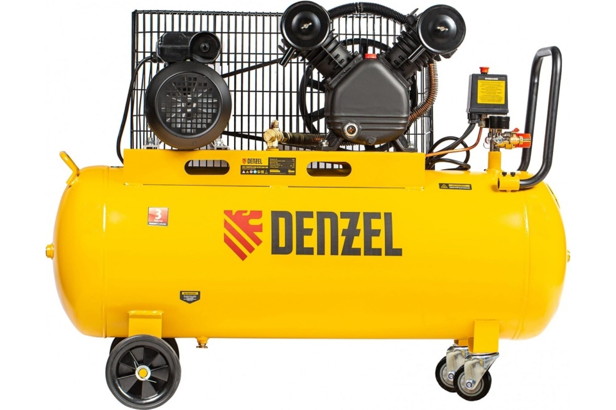 Воздушный компрессор с ременным приводом DENZEL BCV2200/100 2.2 кВт, 100 литров, 370 л/мин 58110 Denzel 3