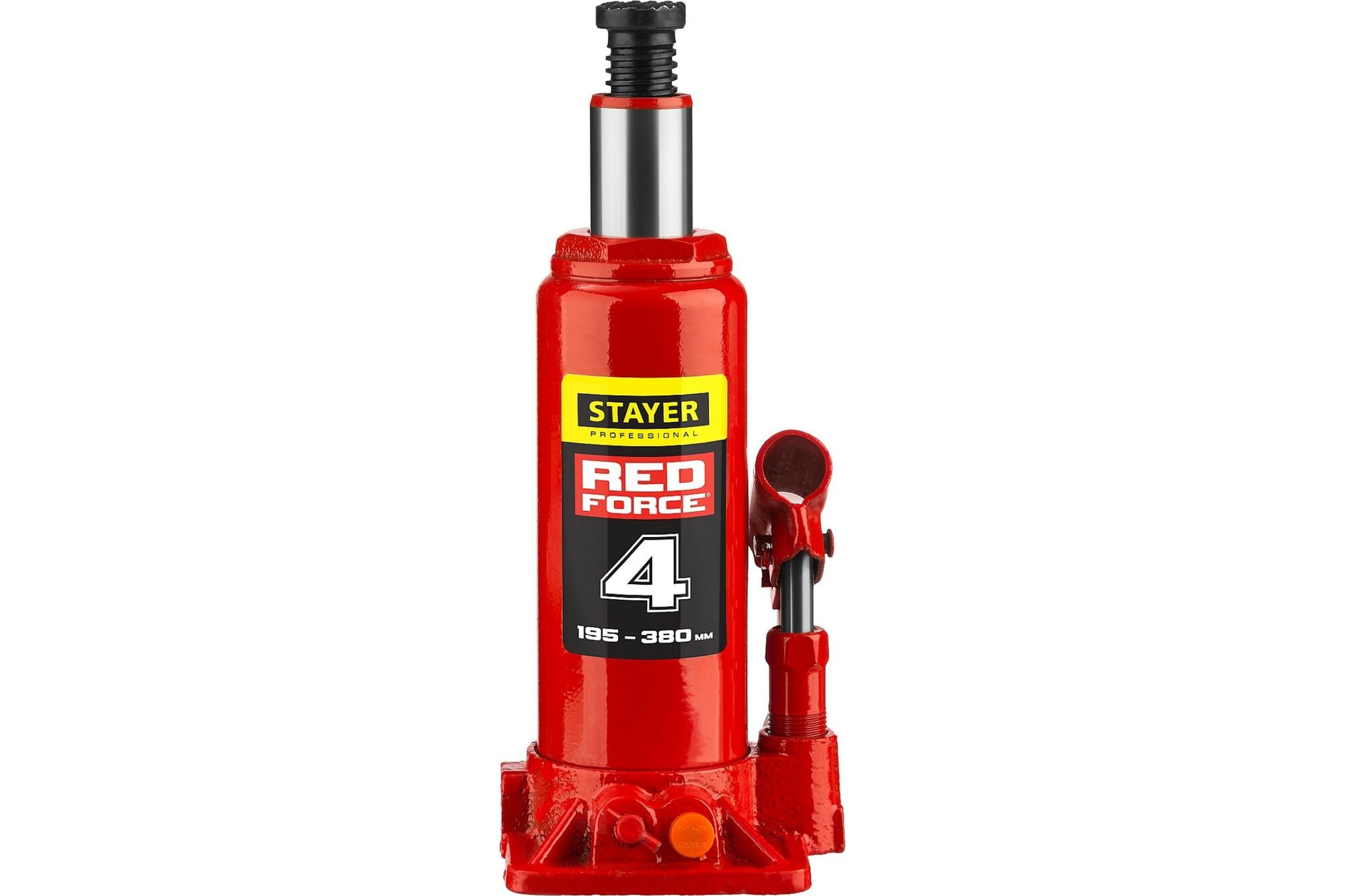 Гидравлический бутылочный домкрат STAYER RED FORCE, 4 т, 195-380 мм, 43160-4 43160-4_z01