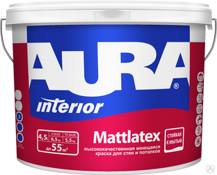 Краска влагостойкая моющаяся для стен и потолков Aura MATTLATEX 4,5 л 