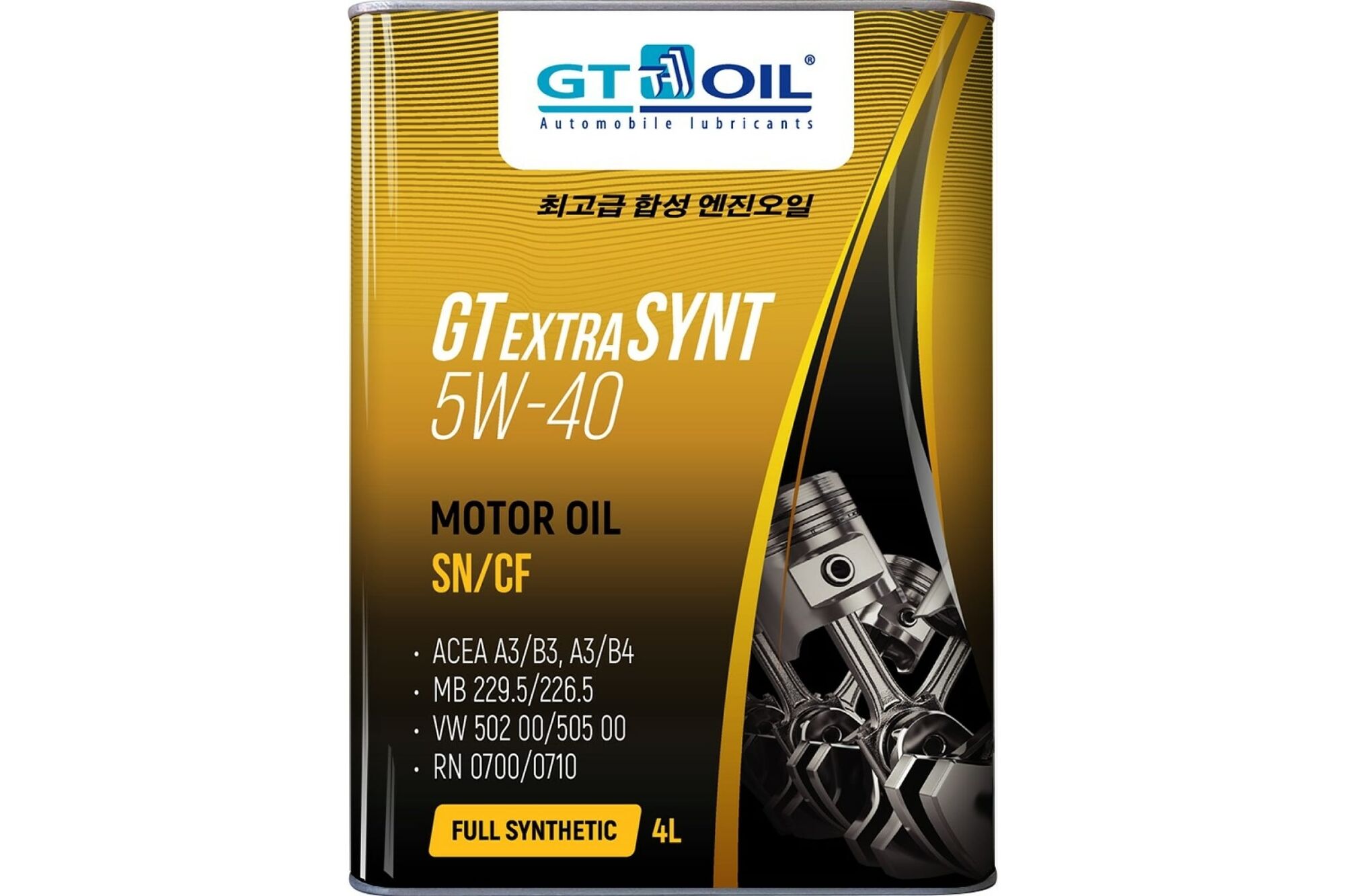 Масло моторное Extra Synt, SAE 5W-40, API SN/CF, 4 л GT OIL 8809059407417