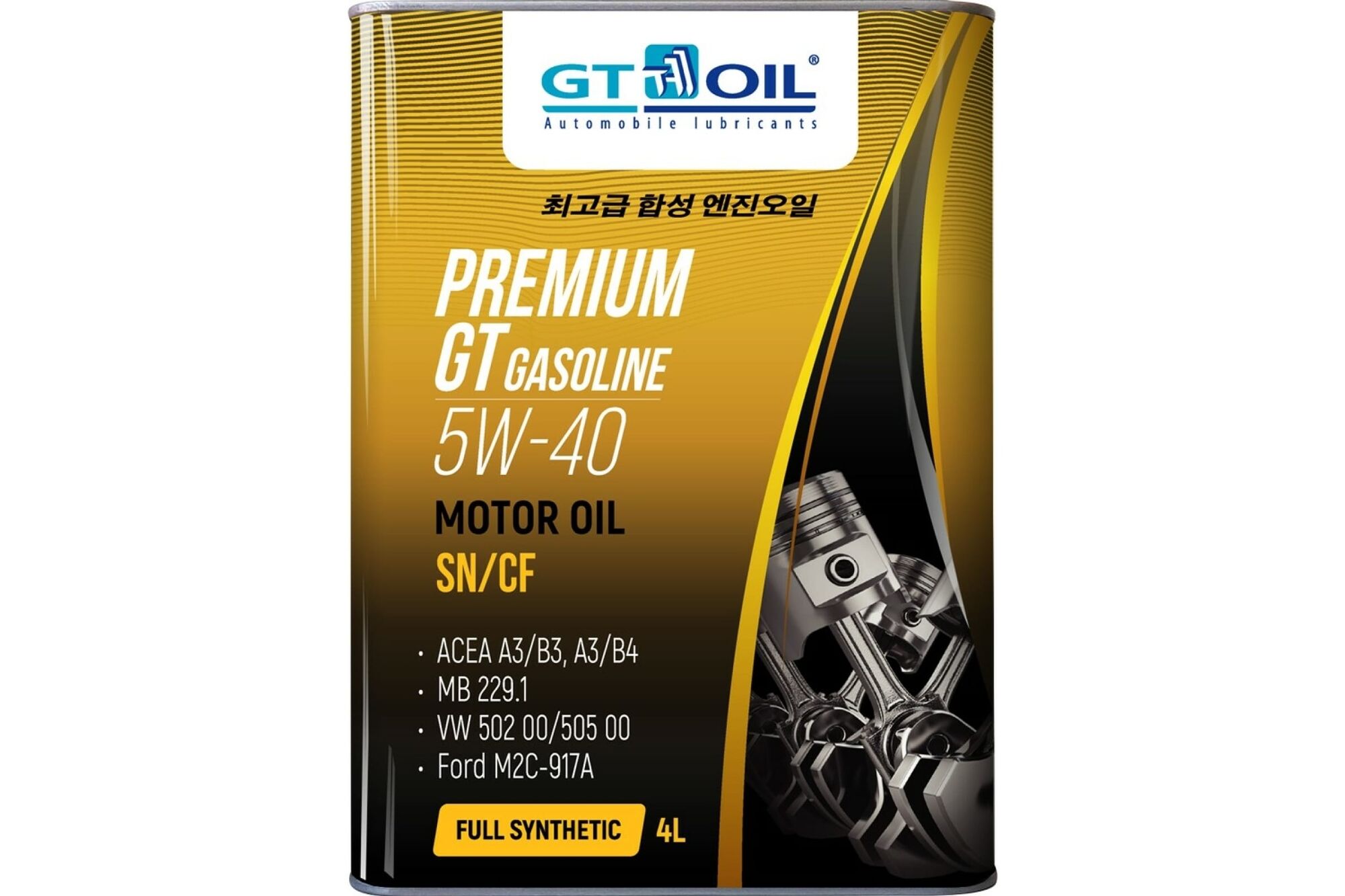 Масло моторное Premium Gasoline, SAE 5W-40, API SN/CF, 4 л GT OIL 8809059407226