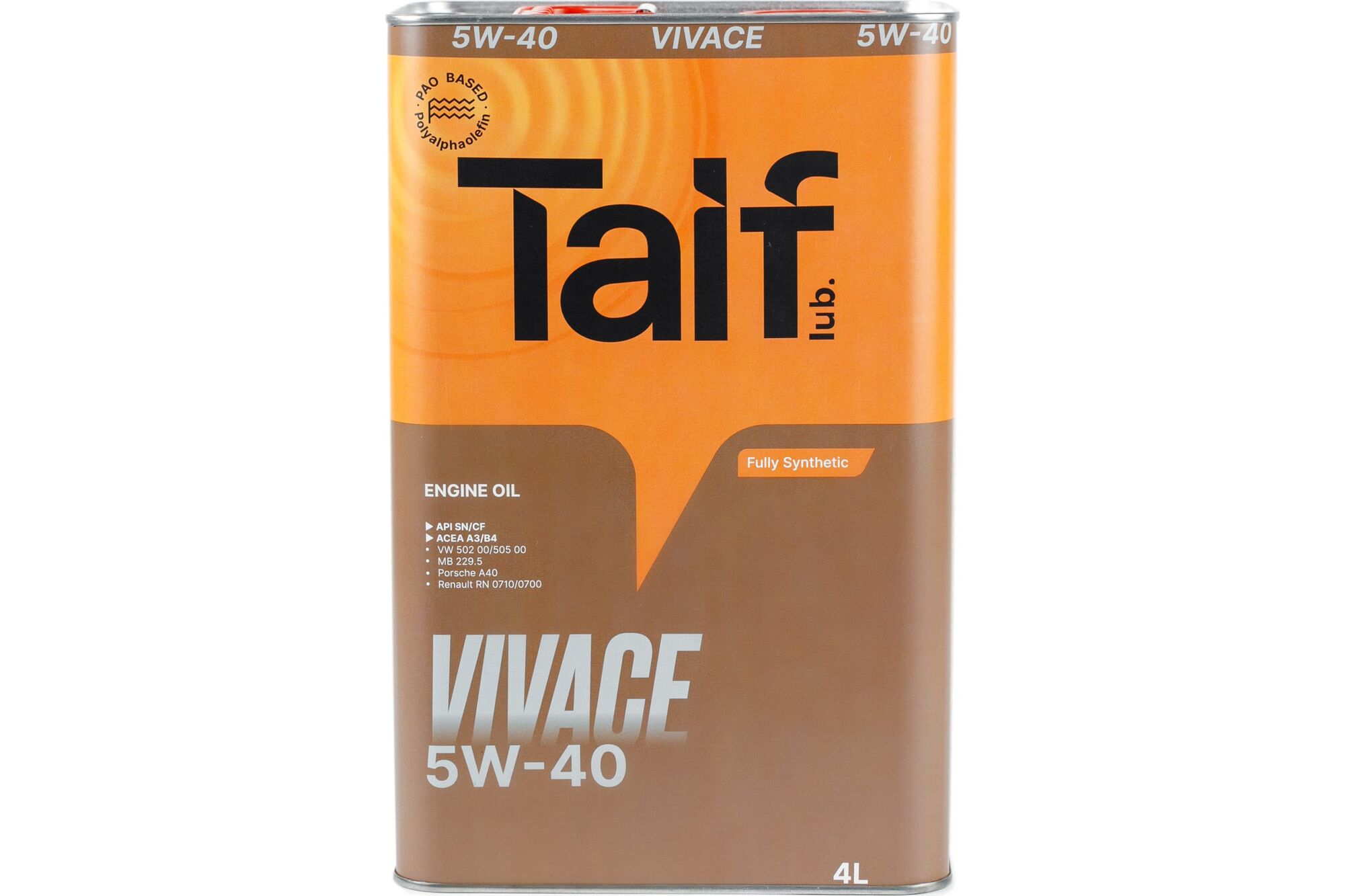 Моторное масло Taif Lub TAIF VIVACE синтетическое, 5W-40, 4 л 211026 TAIF Lubricants